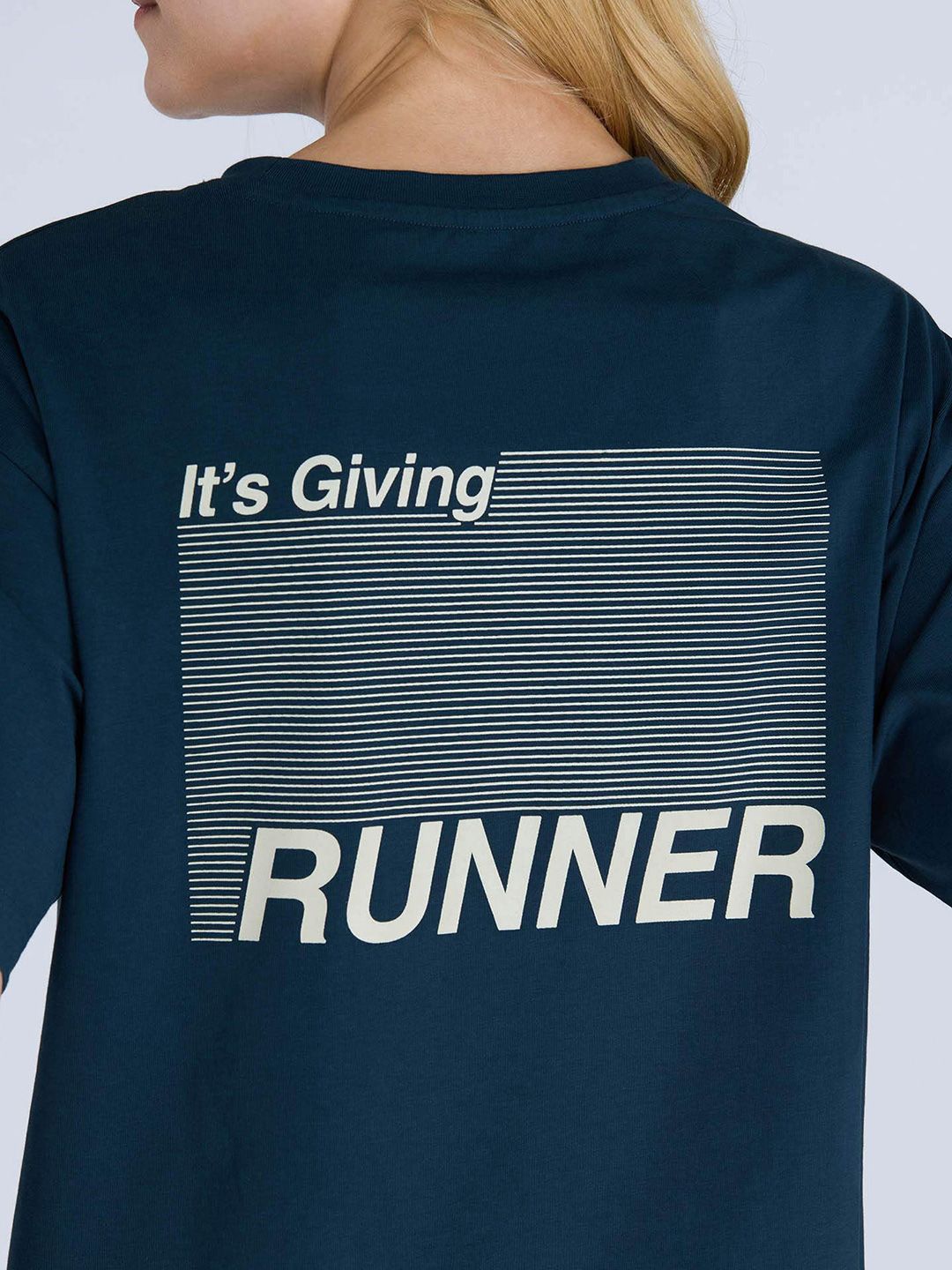 Steel Blue Graphic Oversized Tee - Women