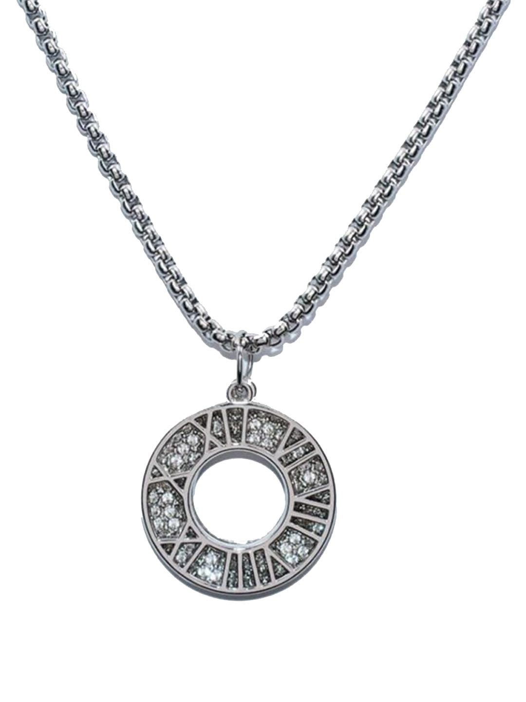SALTY Silver-Plated Circular Pendant With Chain