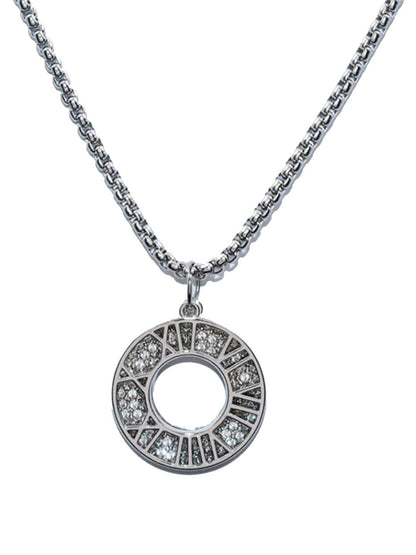 SALTY Silver-Plated Circular Pendant With Chain