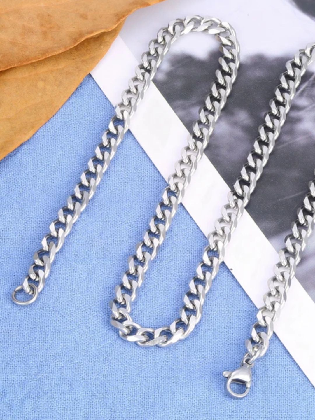 SALTY Men Silver-Toned Minimal Chain
