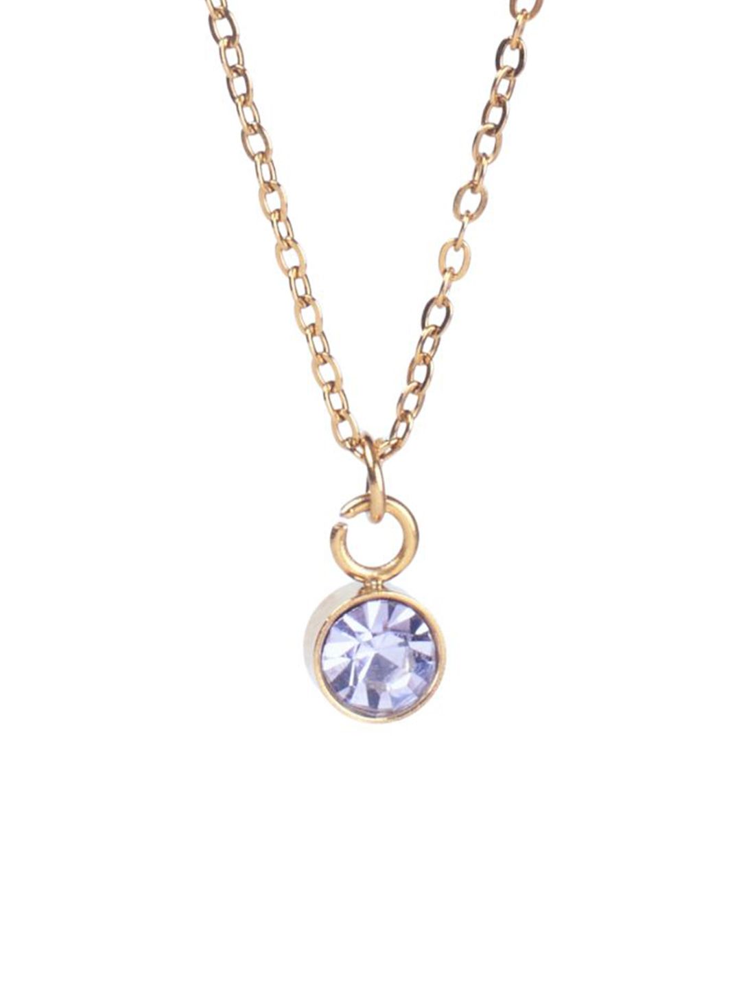 SALTY Crystal Stone Studded Aura Circular Shaped Pendant with Chain