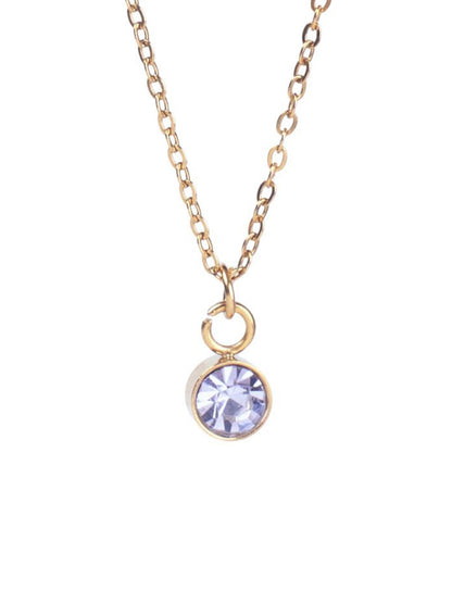 SALTY Crystal Stone Studded Aura Circular Shaped Pendant with Chain