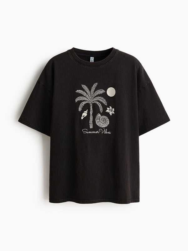 Women Oversized Embroidered T-shirt