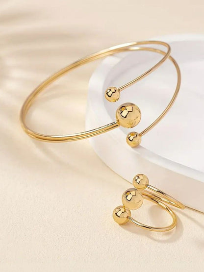 Gold-Plated Beaded Studded Jewellery Set