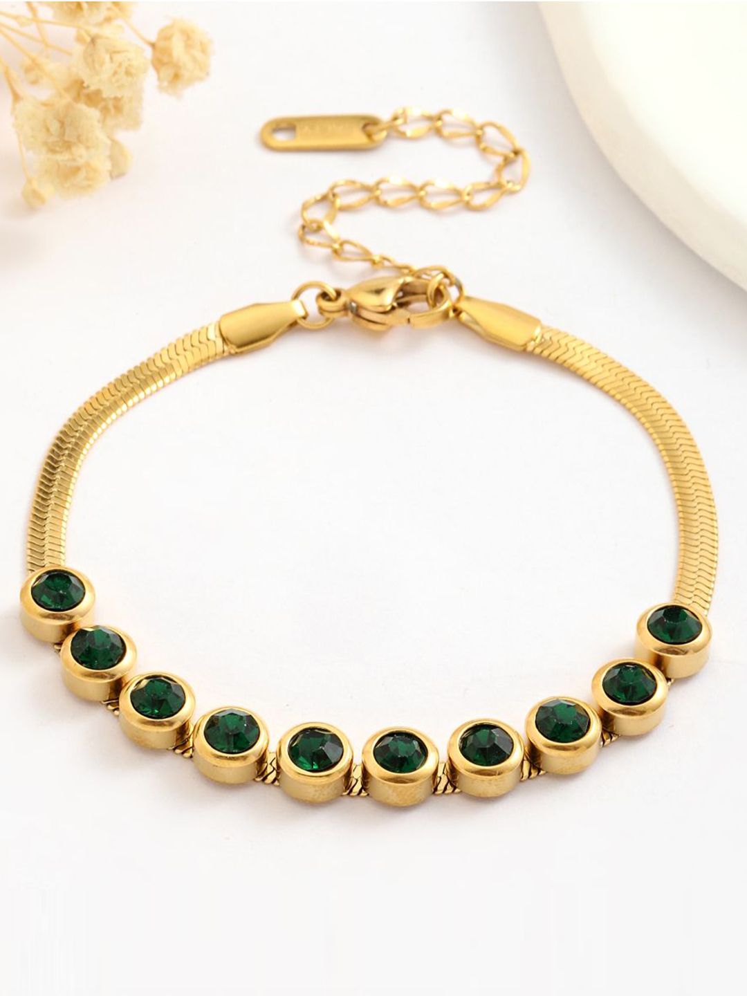 SALTY Stainless Steel Stone-Studded Wraparound Bracelet