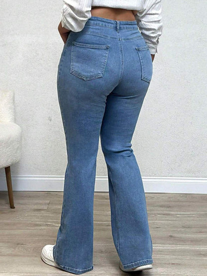 Women Flared Light Fade High-Rise Jeans