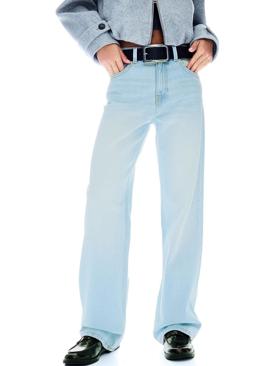 High-Waist Wide-Leg Straight Jeans