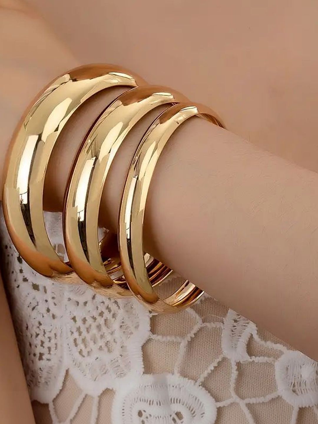 Women 3 Gold-Plated Kada Bracelet