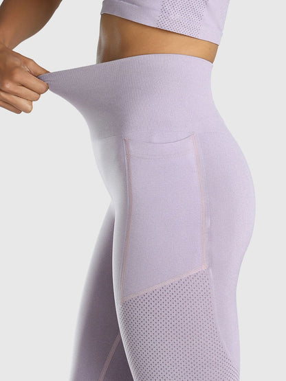 Women Seamless Ankle Length Gym Tights with Pockets