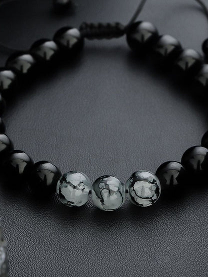Men Artificial Beaded Wraparound Bracelet