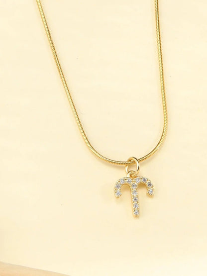 SALTY Set Of 2 Stones-Studded Aries & Aquarius Pendant With Chain