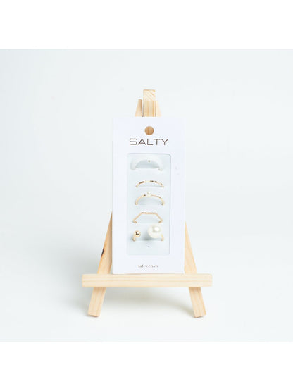SALTY Set Of 5 Heavenly Stylish Adjustable Finger Ring