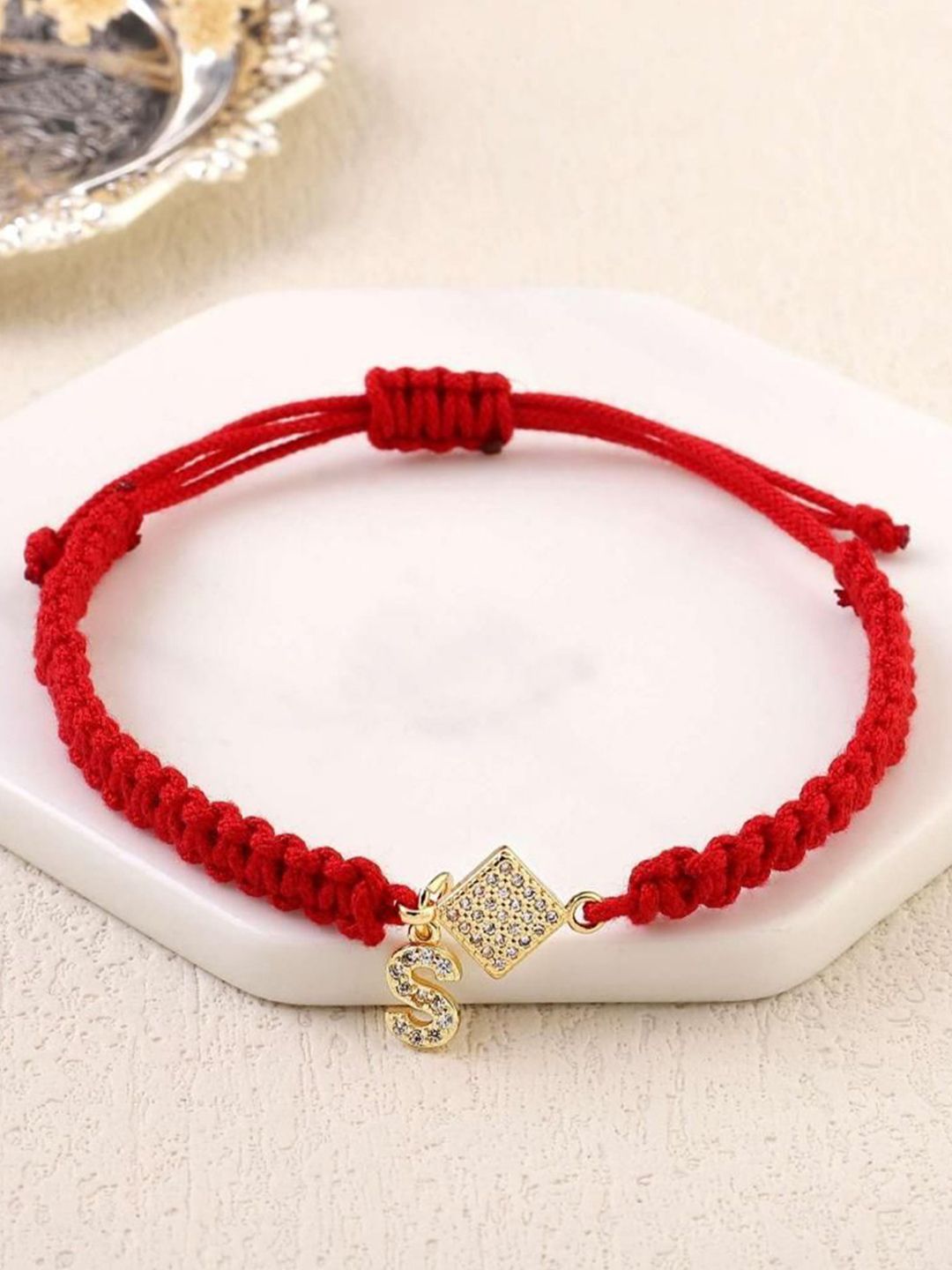 SALTY Women Artificial Stones Studded Stainless Steel Charm Bracelet