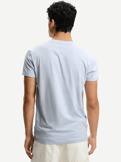 Embroidered short sleeve roll-up T-shirt