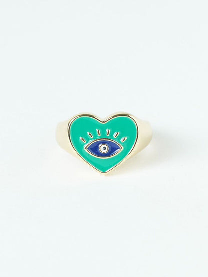 SALTY Enamelled Bella Evil Eye Love Finger Ring