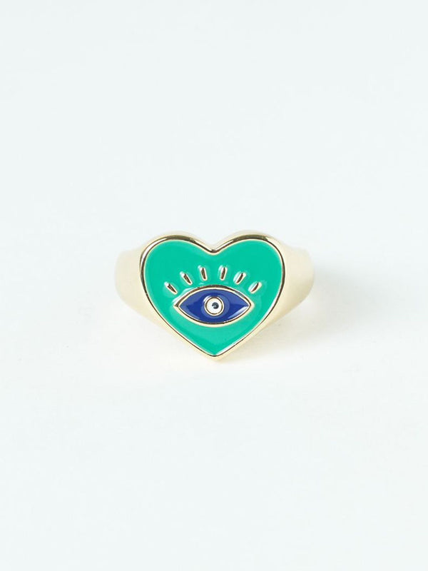 SALTY Enamelled Bella Evil Eye Love Finger Ring