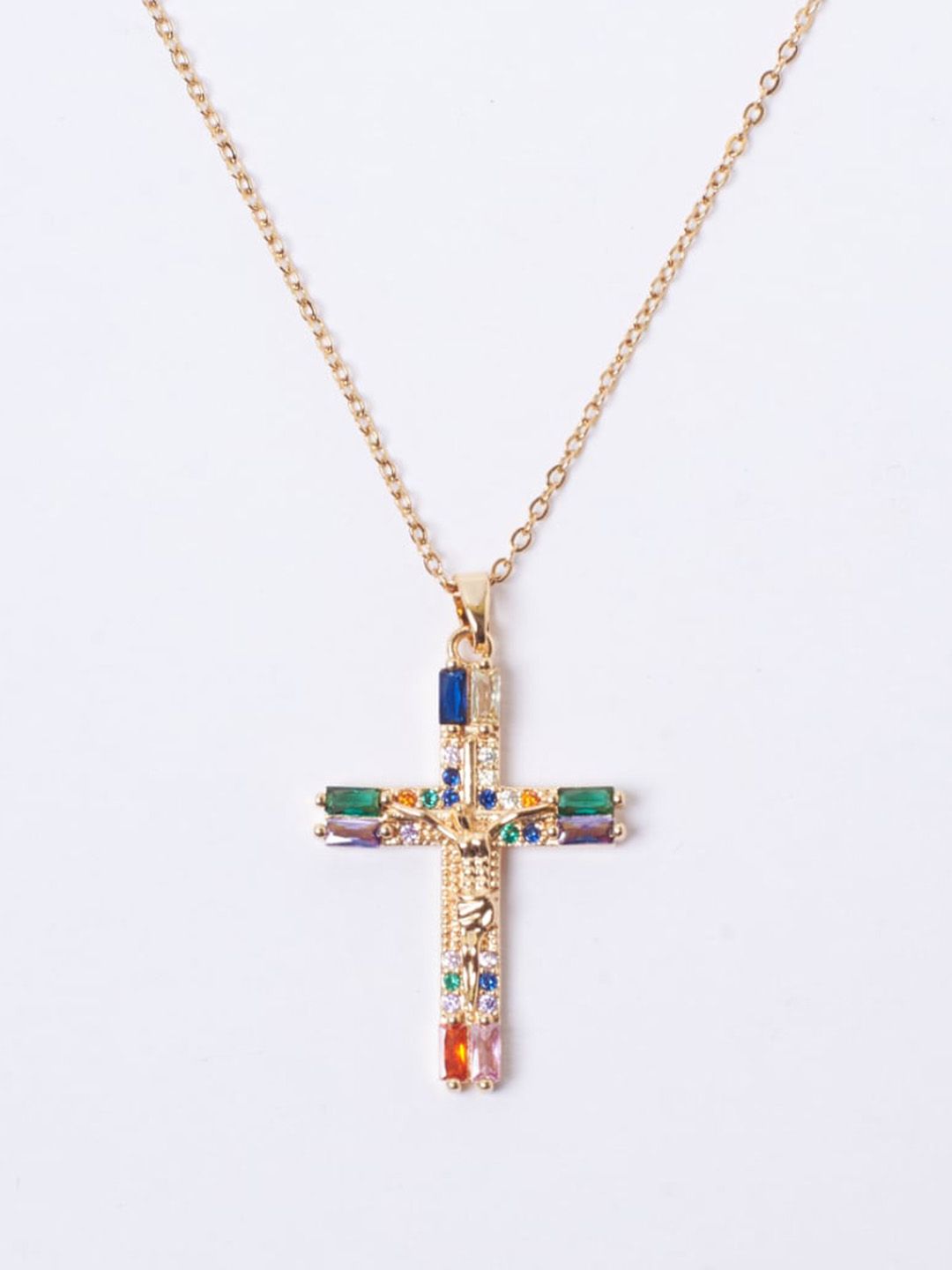 SALTY Men Crystal Cross Of Light Pendant with Chain