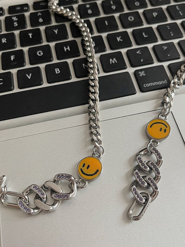 SALTY Men Stainless Steel Stone Studed Chain