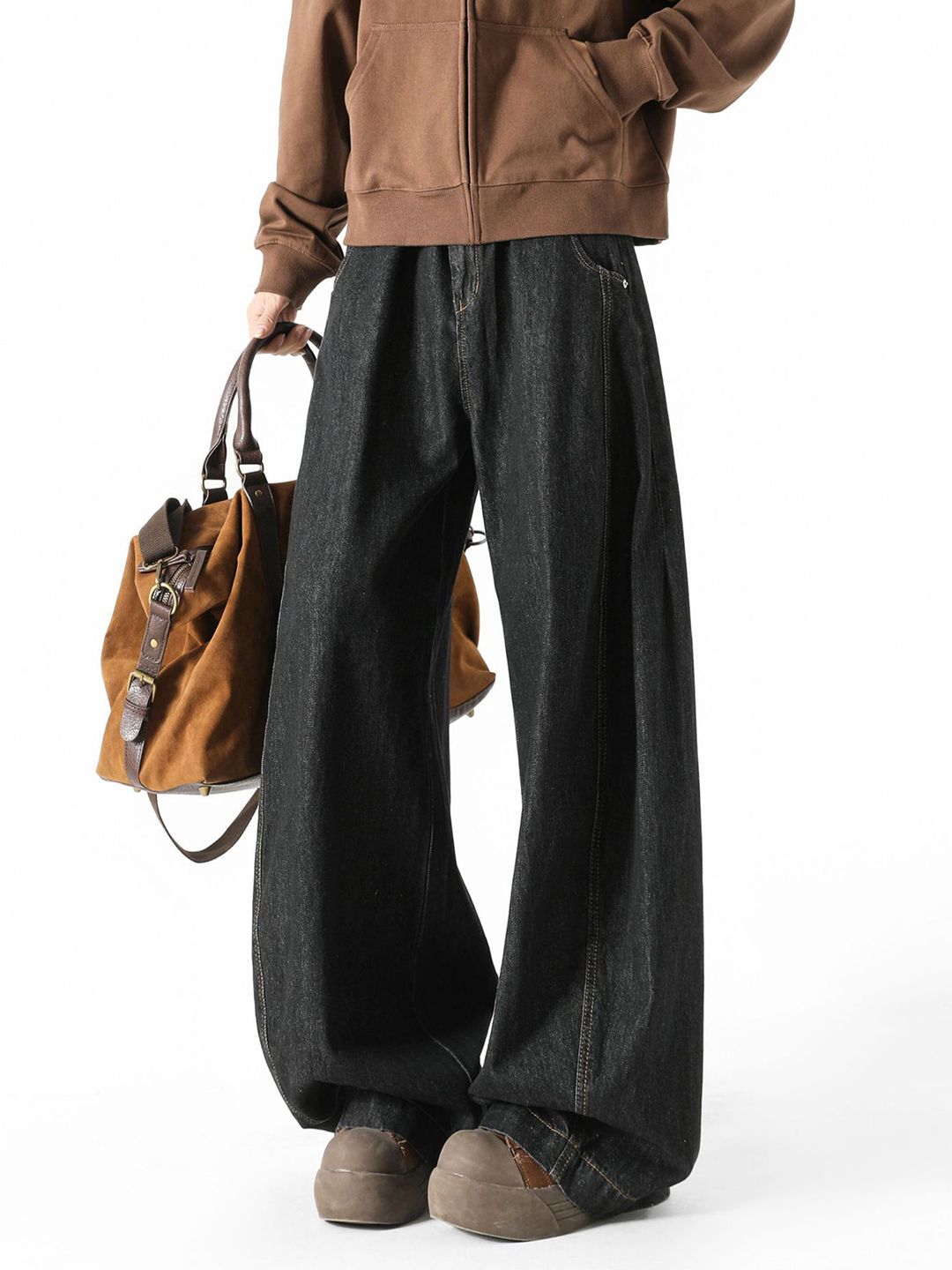 Men Wide Leg Light Fade Jeans