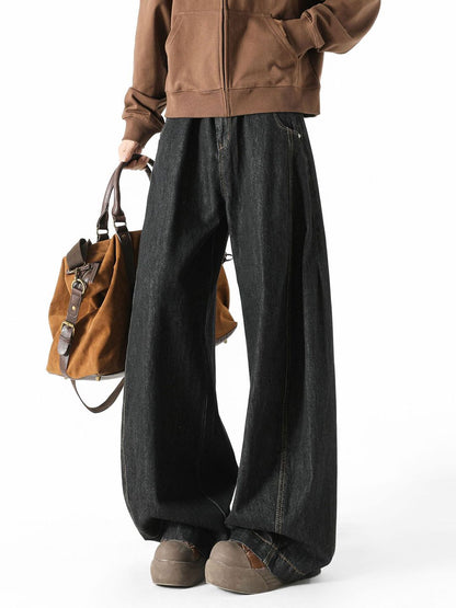 Men Wide Leg Light Fade Jeans