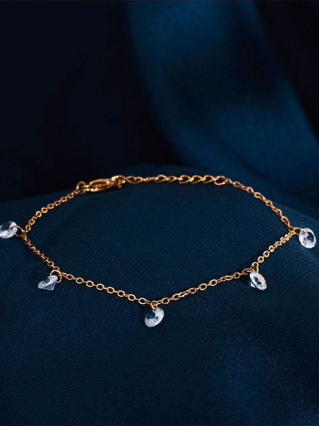 SALTY Stainless Steel Stone Studded Link Bracelet