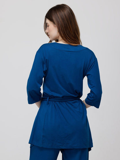 Blue Ease Wrap Top