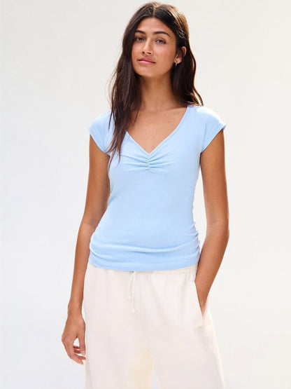 Gathered short sleeve T-shirt