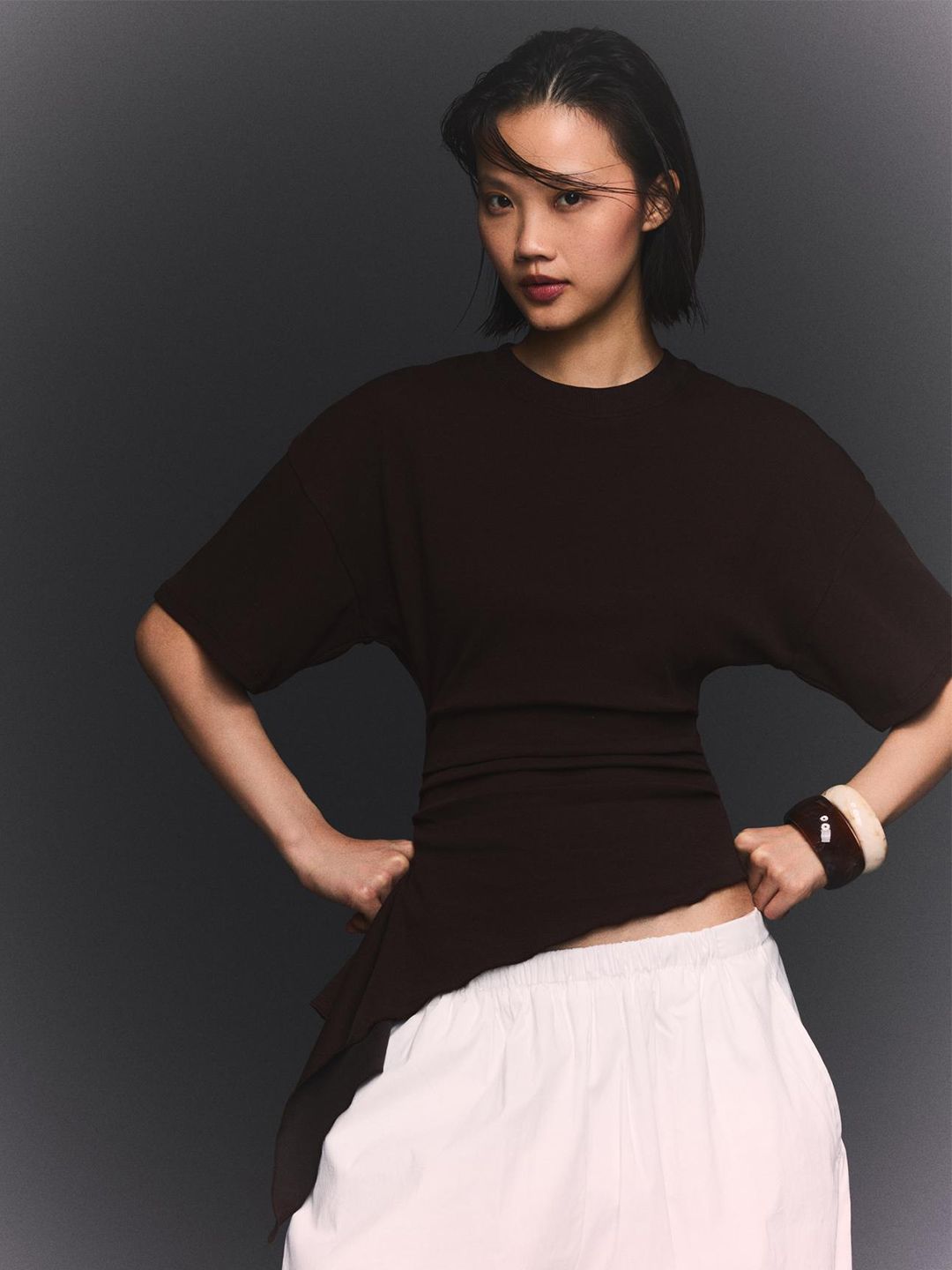 Short sleeve ruched T-shirt