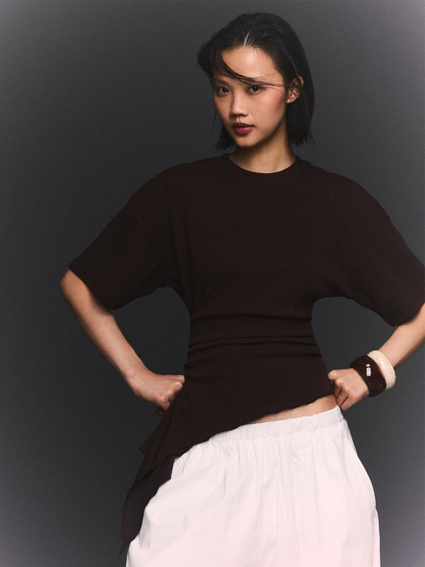 Short sleeve ruched T-shirt