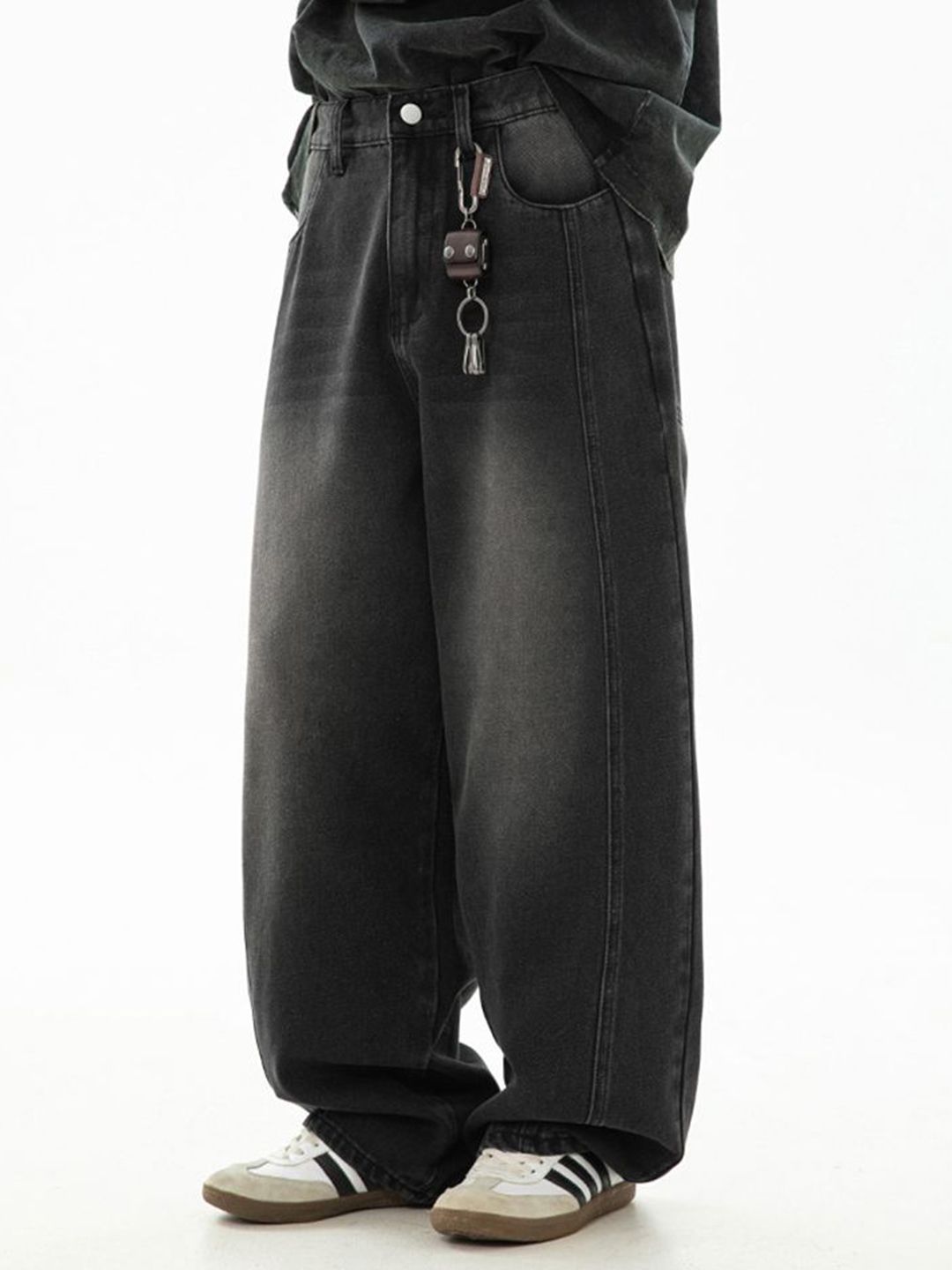 Men Wide Leg Mid-Rise Jeans