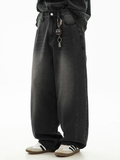 Men Wide Leg Mid-Rise Jeans
