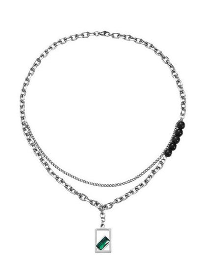 Stainless Steel Silver-Plated Artificial Stones Studded Chain
