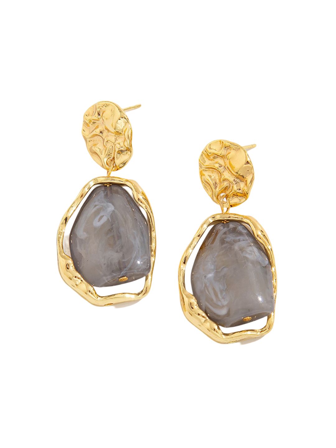 Gold-Plated Oval Drop Earrings