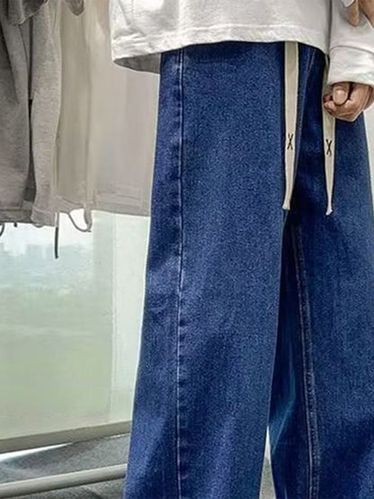 Men Wide Leg Mid-Rise Jeans