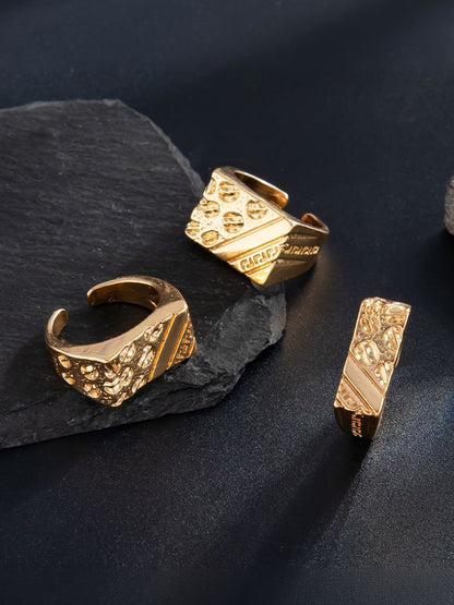 Men Set Of 3 Gold-Plated Finger Ring