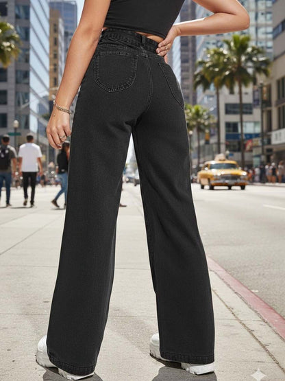 Women Urban Wide Leg High-Rise Stretchable Jeans