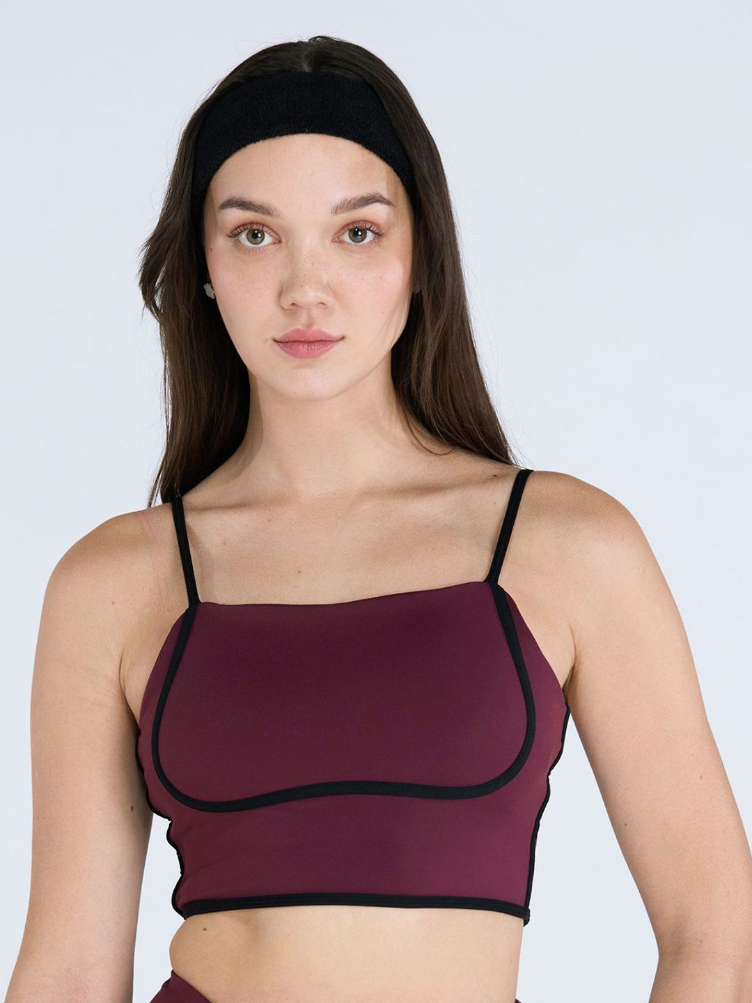 Burgundy Contrast Trim Top