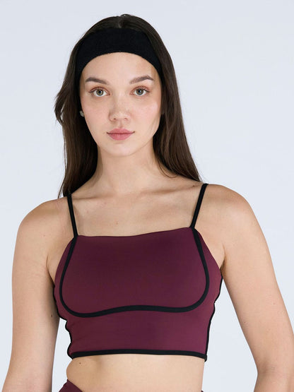 Burgundy Contrast Trim Top