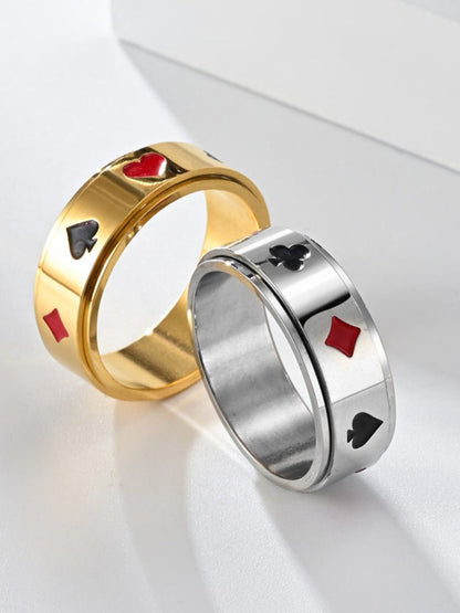 SALTY 92.5 Stainless Steel Card Shark Signet Ring