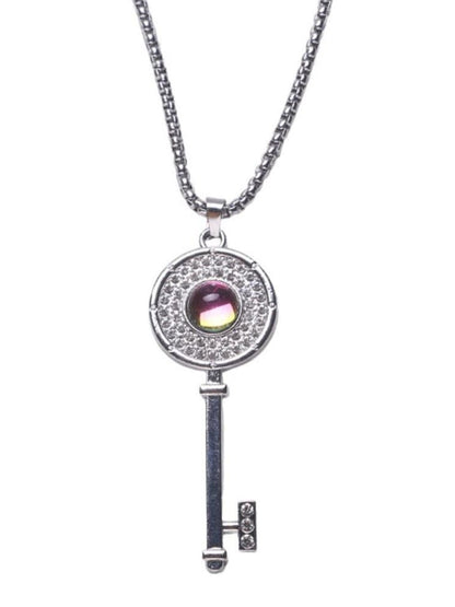 SALTY Stainless Steel Stone Studded Circular Pendant With Chain