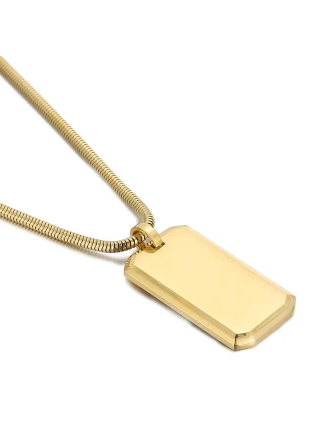 SALTY Men Stainless Steel Square Pendants with Chains