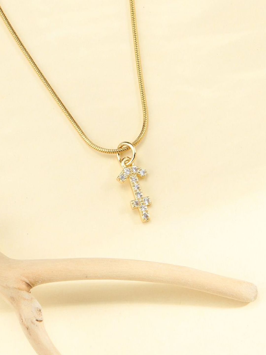 SALTY Set Of 2 Artificial Stones-Studded Cancer & Taurus Pendant With Chain