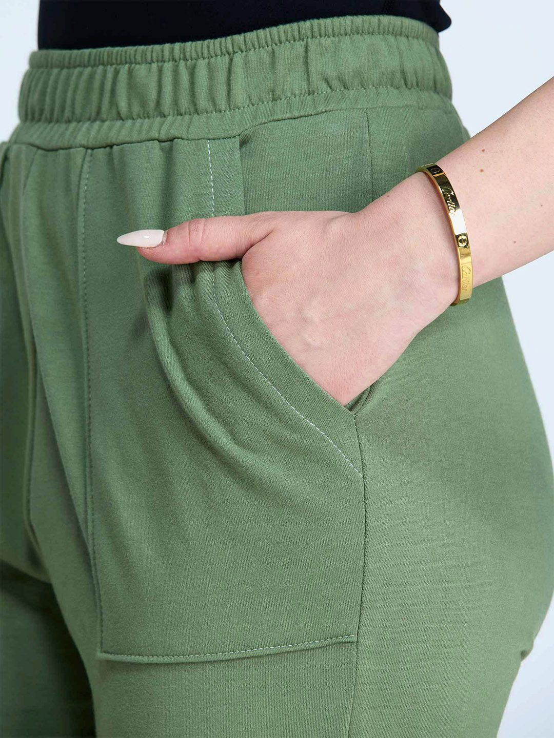Olive Wide Cargo Joggers