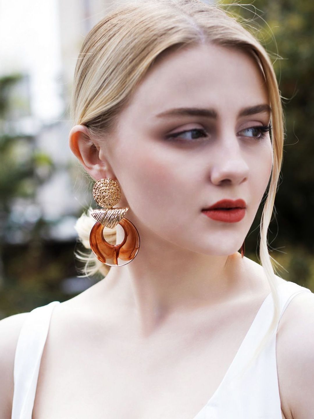 Gold-Plated Circular Drop Earrings