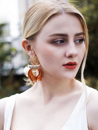 Gold-Plated Circular Drop Earrings