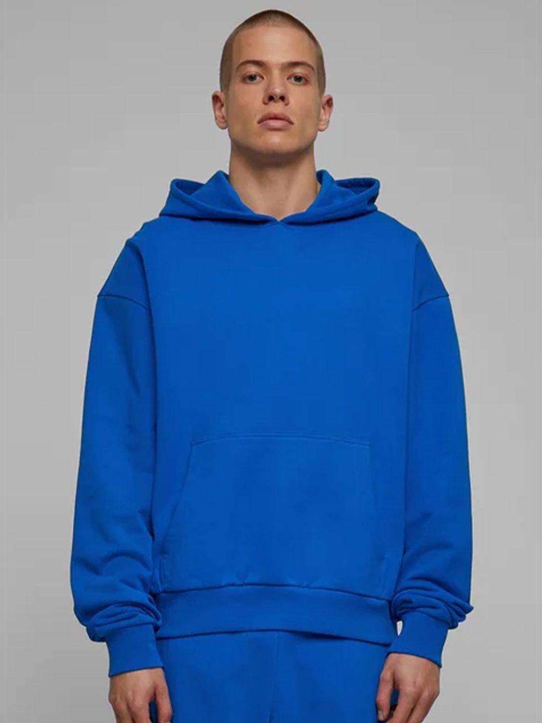 Men Solid Cotton Hooded Pullover Sweatshirt