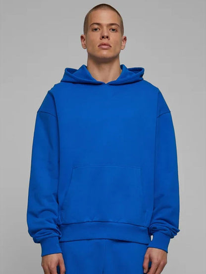Men Solid Cotton Hooded Pullover Sweatshirt