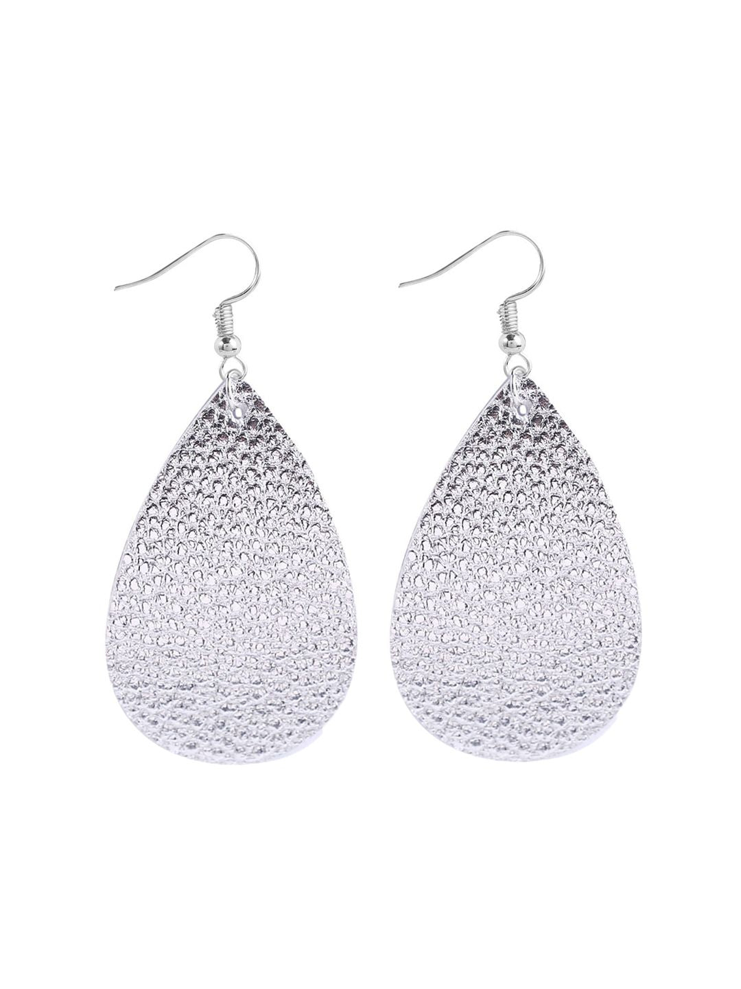 Silver-Plated Oval Shaped Drop Earrings
