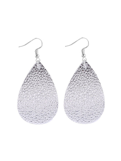 Silver-Plated Oval Shaped Drop Earrings