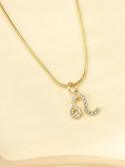 SALTY Set Of 2 Stones-Studded Libra & Leo Pendants With Chains